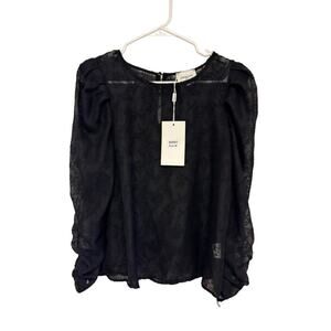 Choklate Paris Velvet Sheer Blouse Black Size Medium NWT